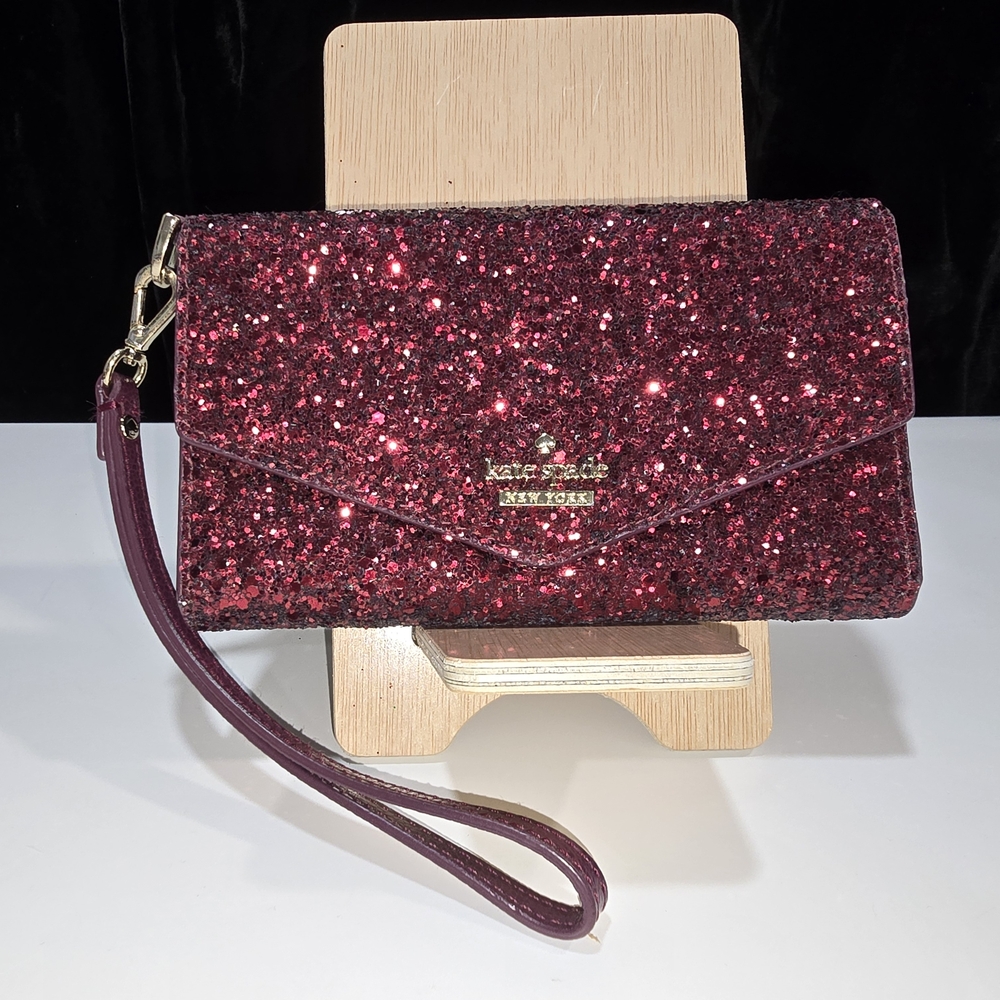kate spade Glitter Wristlet Clutch - Red EUC